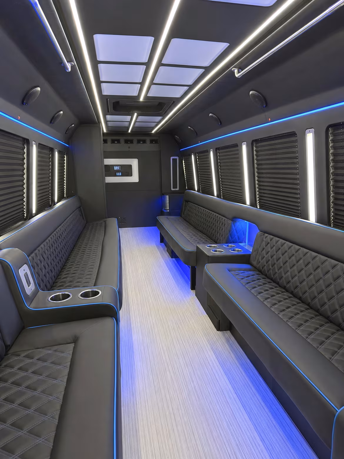 Addison Private Event Transportation party bus interior
