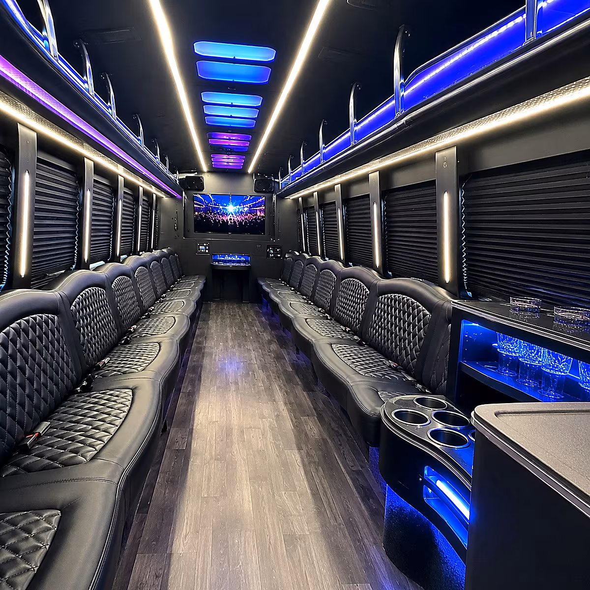 Addison Wedding Transportation party bus interior