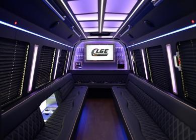 Addison 18 Passenger Limo Bus Interior