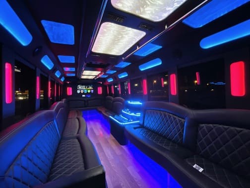 Addison 35 Passenger Party Bus Interior